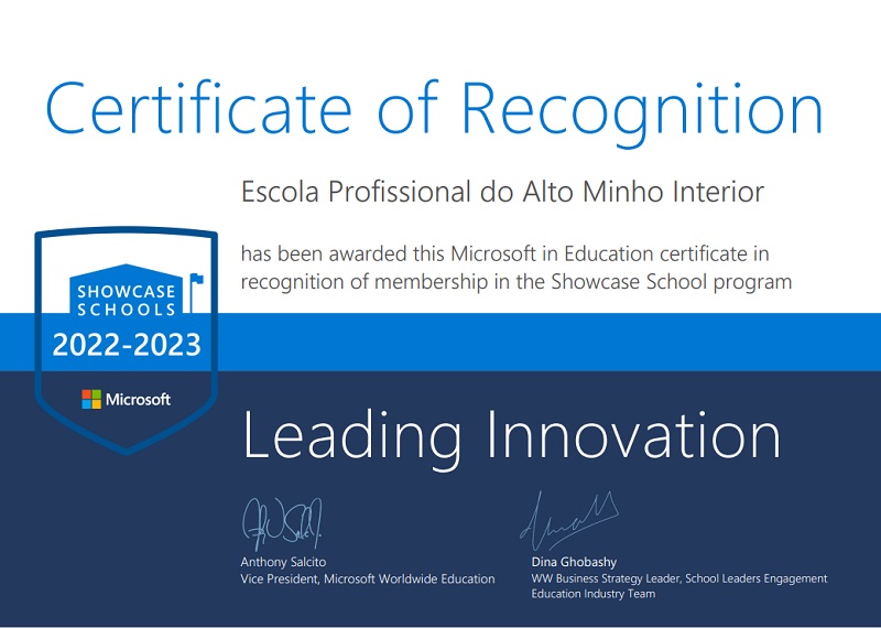 Certificado de Reconhecimento Microsoft Eprami